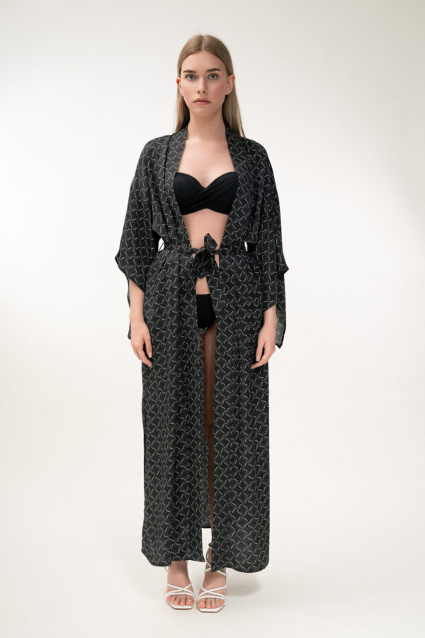 Kimono in Black & cream - Image 2