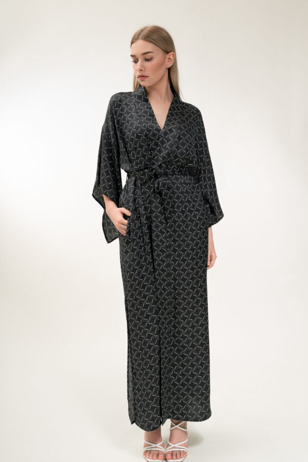 Kimono in Black & cream - Image 4