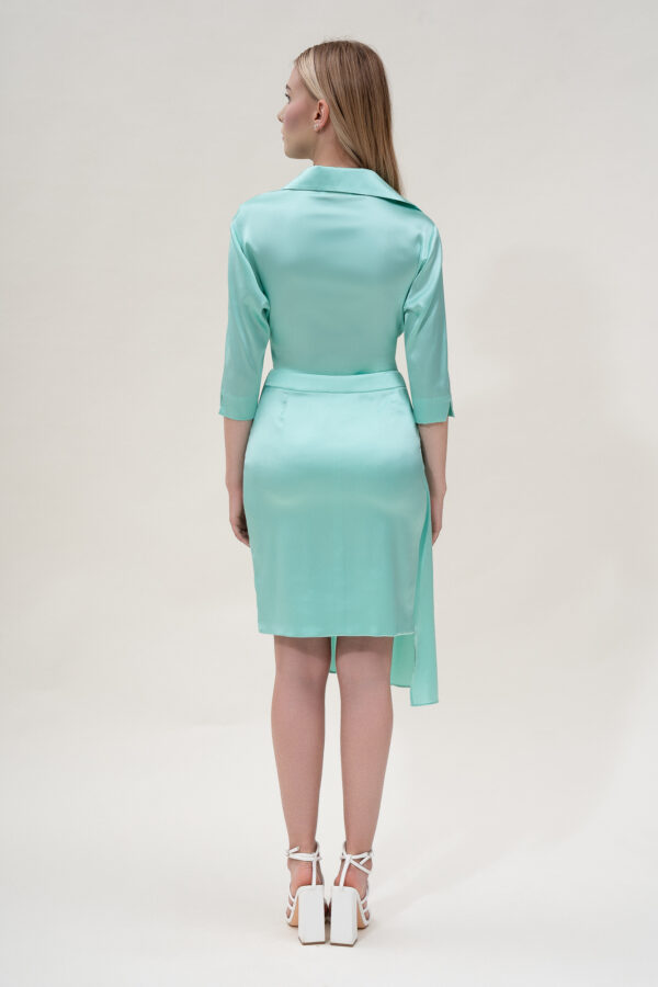 Silk Asymmetric Skirt In Acquamarine - Image 3