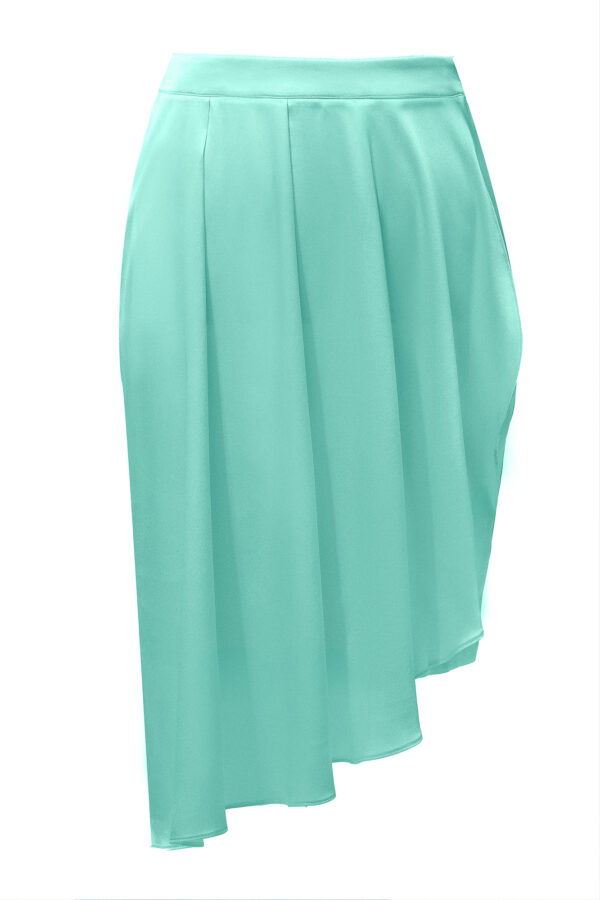 Silk Asymmetric Skirt In Acquamarine - Image 5