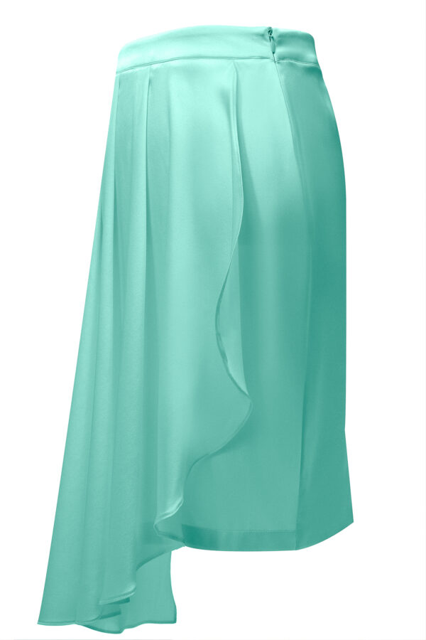 Silk Asymmetric Skirt In Acquamarine - Image 6