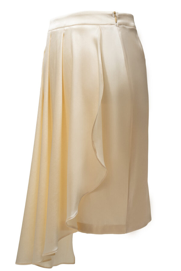 Silk Asymmetric Skirt In Cream - Image 7