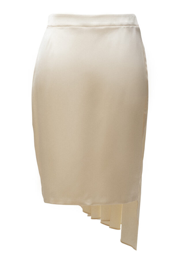 Silk Asymmetric Skirt In Cream - Image 8