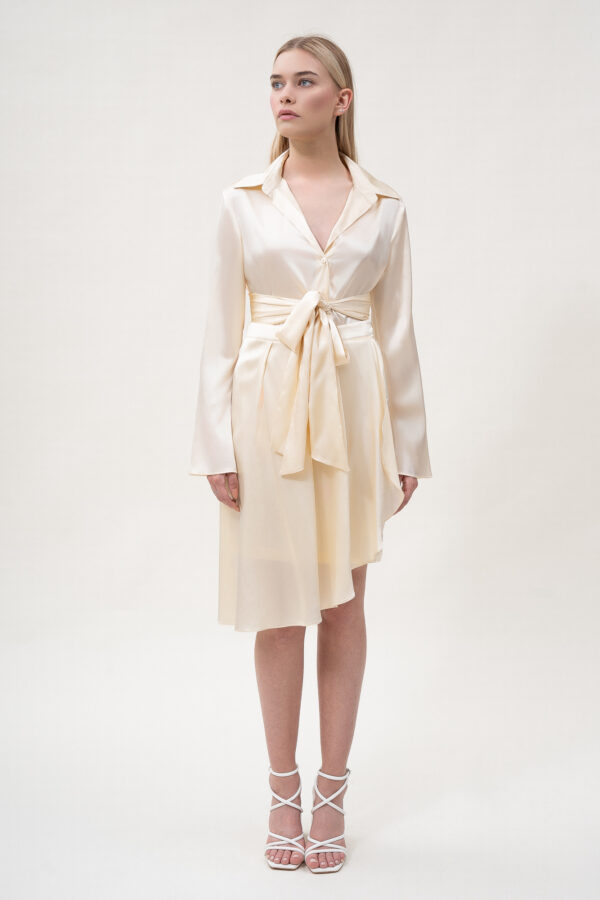 Silk Asymmetric Skirt In Cream