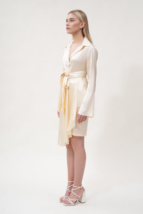 Silk Asymmetric Skirt In Cream - Image 6