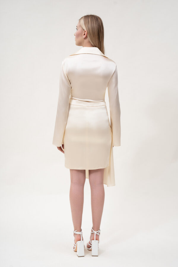 Silk Asymmetric Skirt In Cream - Image 5