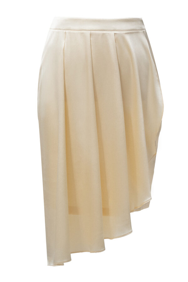 Silk Asymmetric Skirt In Cream - Image 9