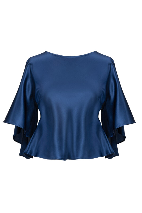 Silk Kimono Top In Blue - Image 6