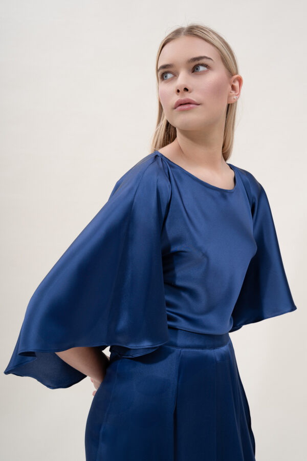 Silk Kimono Top In Blue - Image 4