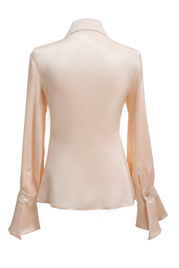 Silk Lantern Sleeve Shirt In Pink - Image 8