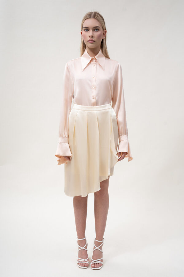 Silk Lantern Sleeve Shirt In Pink