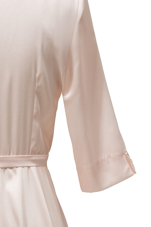 Silk Flared Shirt Dress In Blush Pink - Image 3