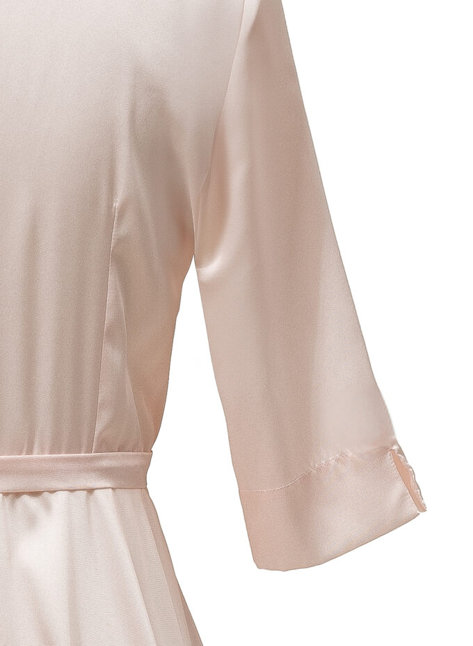 Silk Flared Shirt Dress In Blush Pink