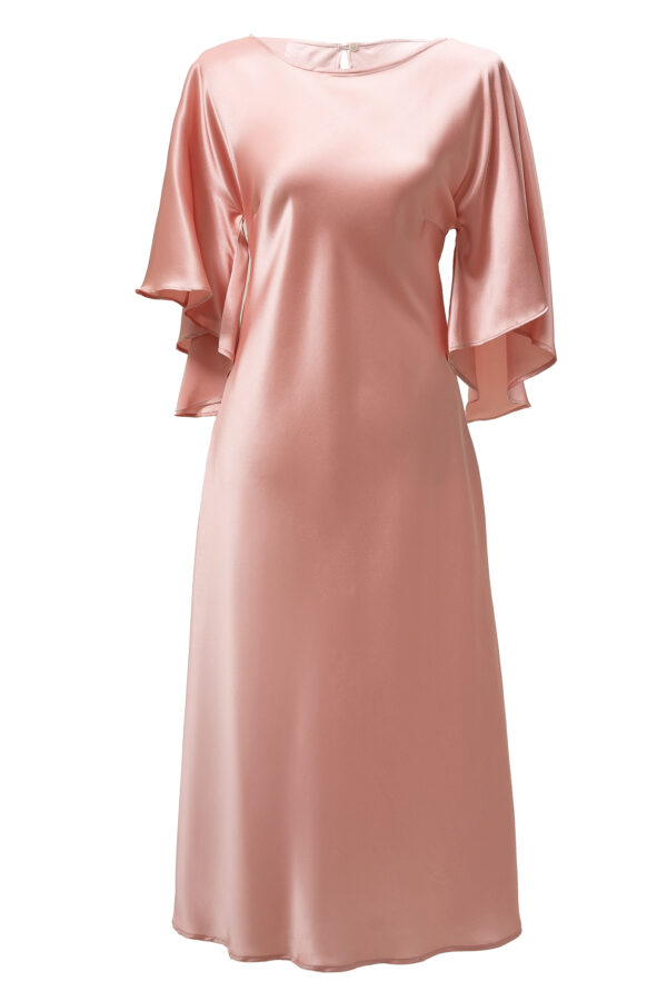 Silk Kimono Dress In Pink - Image 3