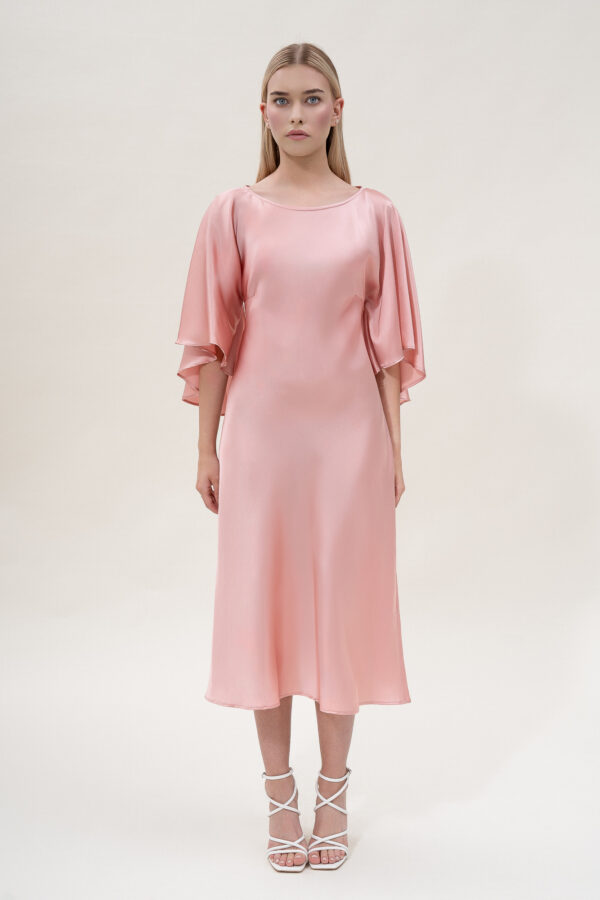 Silk Kimono Dress In Pink