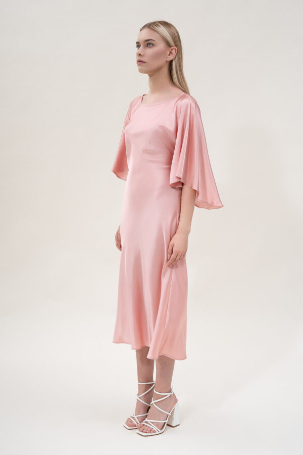 Silk Kimono Dress In Pink - Image 7