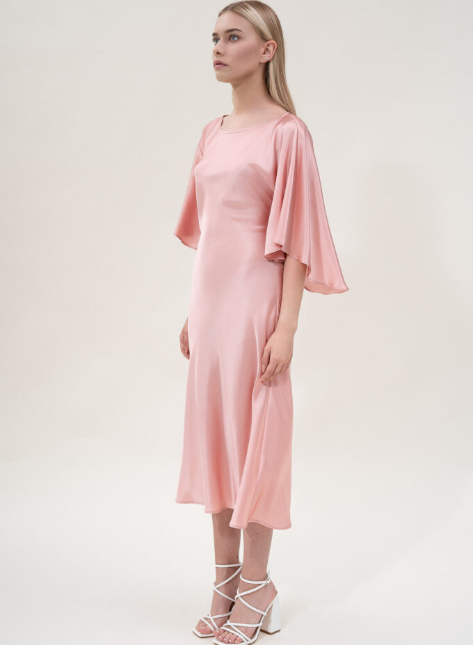 Silk Kimono Dress In Pink