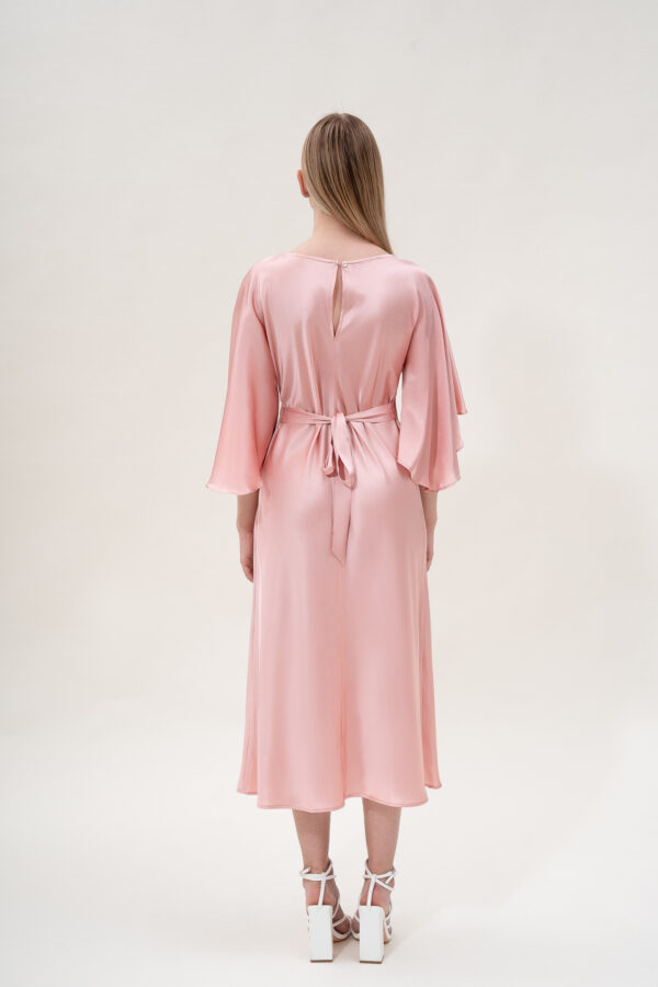 Silk Kimono Dress In Pink - Image 6