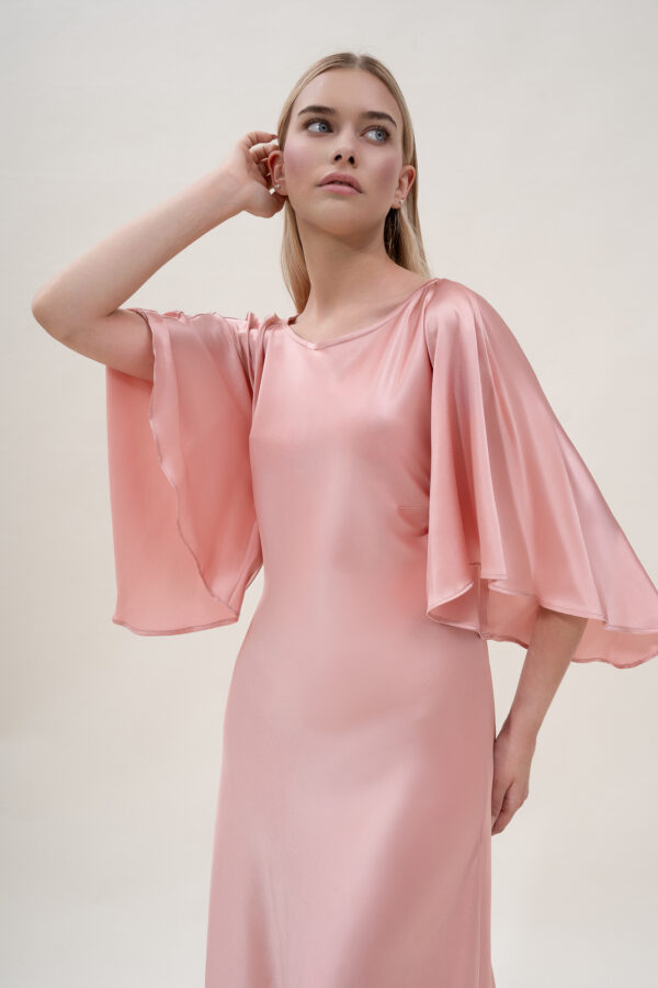 Silk Kimono Dress In Pink - Image 5