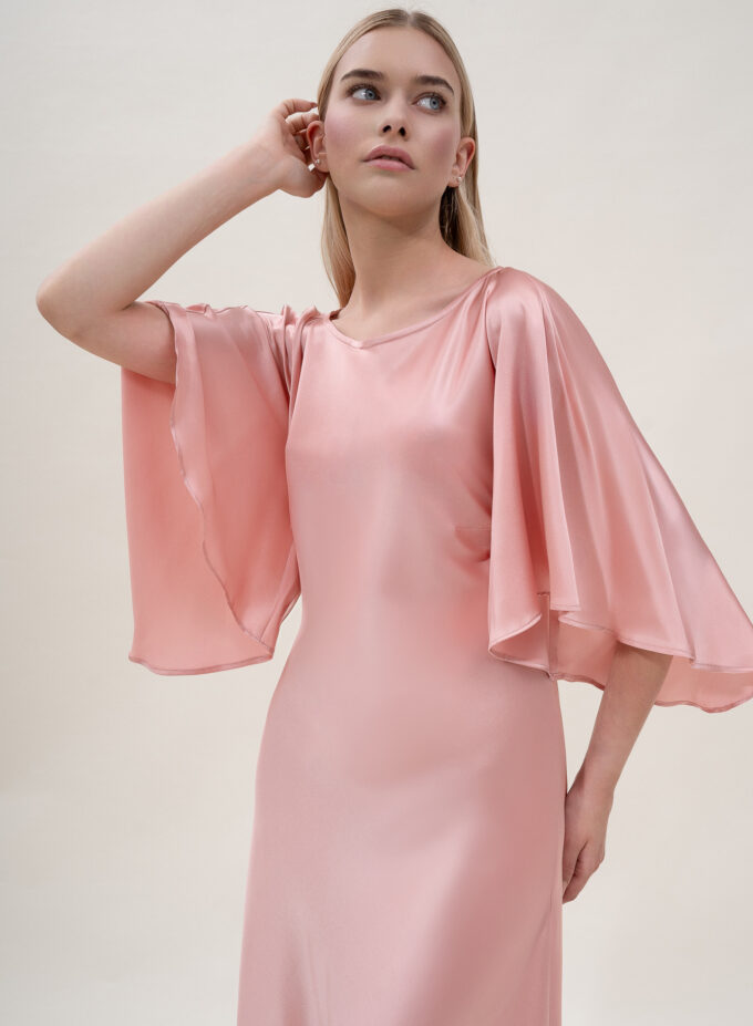 Silk Kimono Dress In Pink