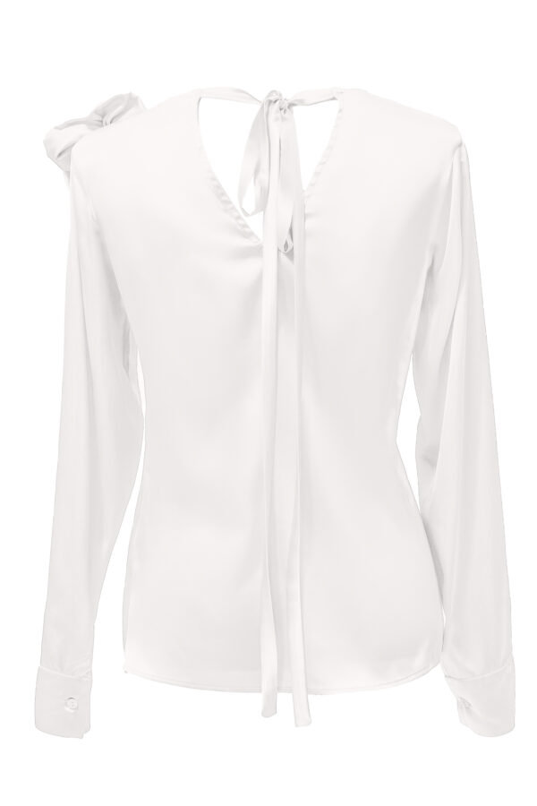 Silk Embellished Blouse In White - Image 4