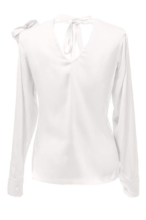 Silk Embellished Blouse In White - Image 2