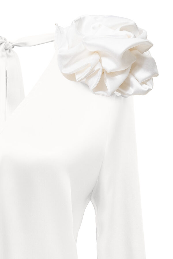 Silk Embellished Blouse In White - Image 6