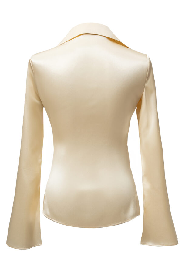 Silk Shirt with Bow In Cream - Image 9