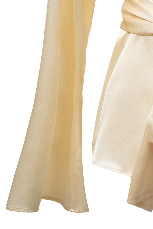 Silk Shirt with Bow In Cream - Image 8