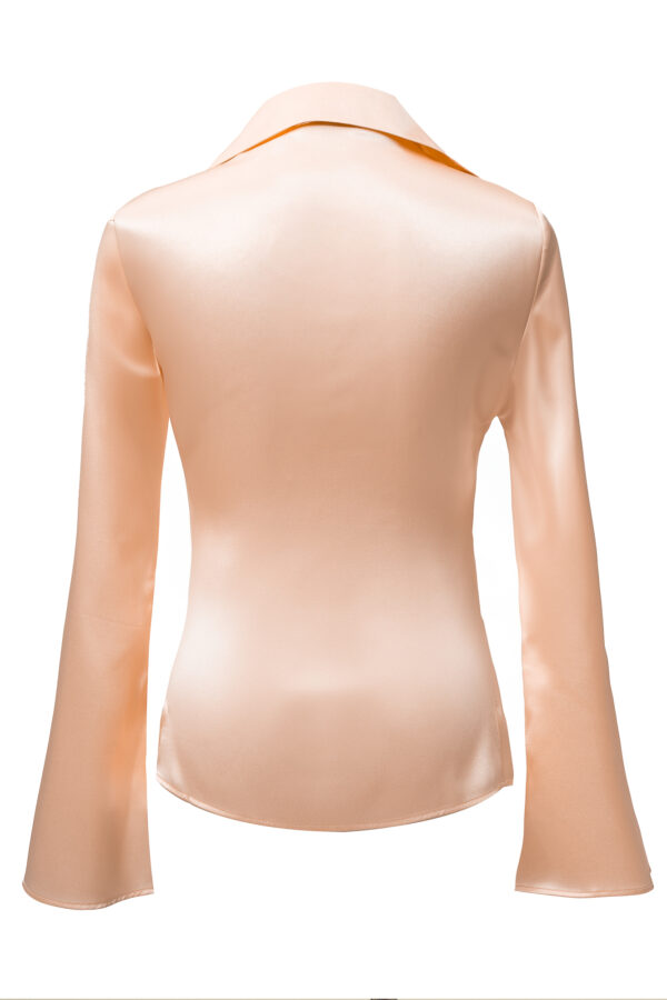 Silk Shirt with Bow In Peach - Image 11