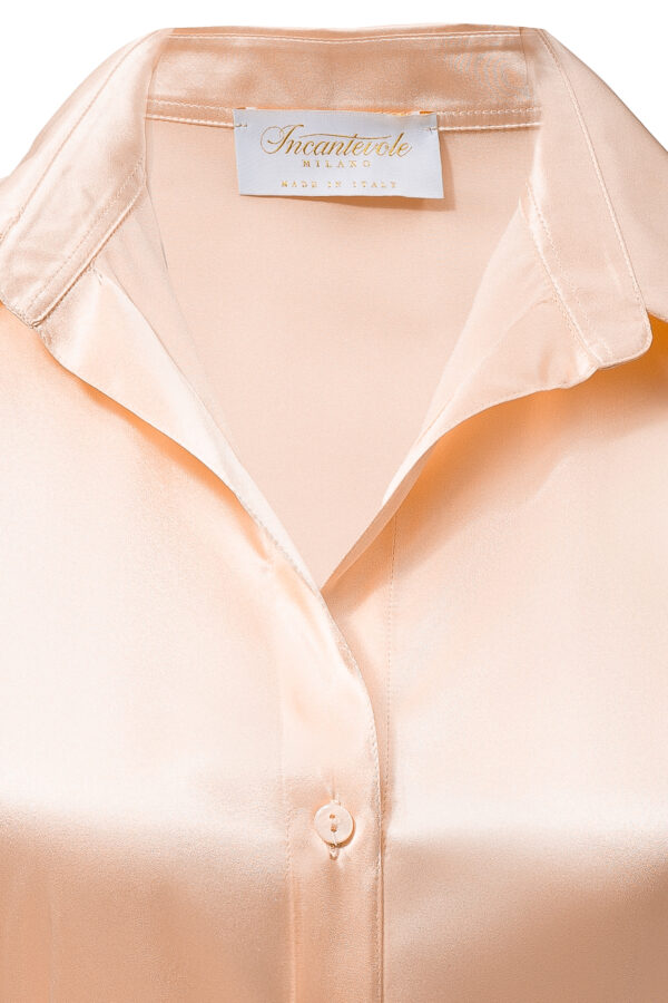 Silk Shirt with Bow In Peach - Image 13