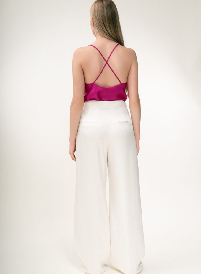 Silk Cowl Neckline Top In Fuchsia