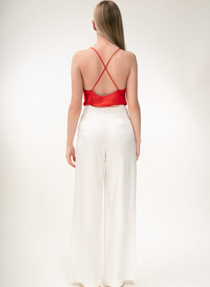 Silk Cowl Neckline Top In Red