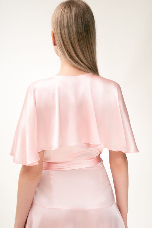 Silk Short Wrap Dress In Pink - Image 7