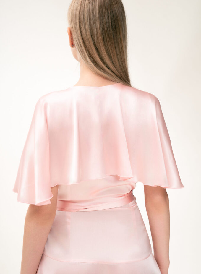 Silk Short Wrap Dress In Pink