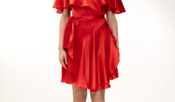 Silk Short Wrap Dress In Red