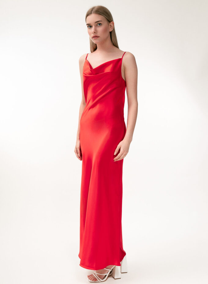 SILK OPEN-BACK MAXI DRESS IN RED