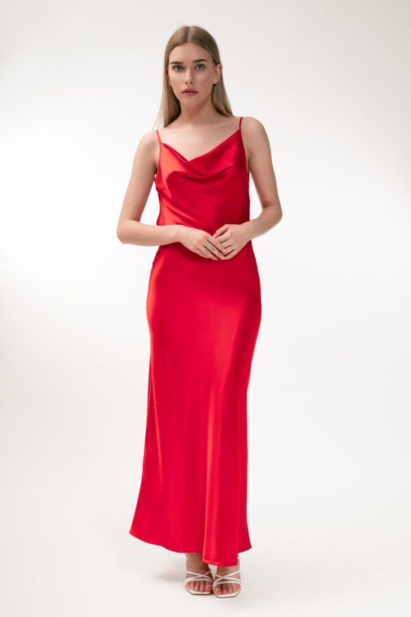 SILK OPEN-BACK MAXI DRESS IN RED - Image 7