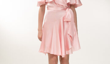 Silk Short Wrap Dress In Pink