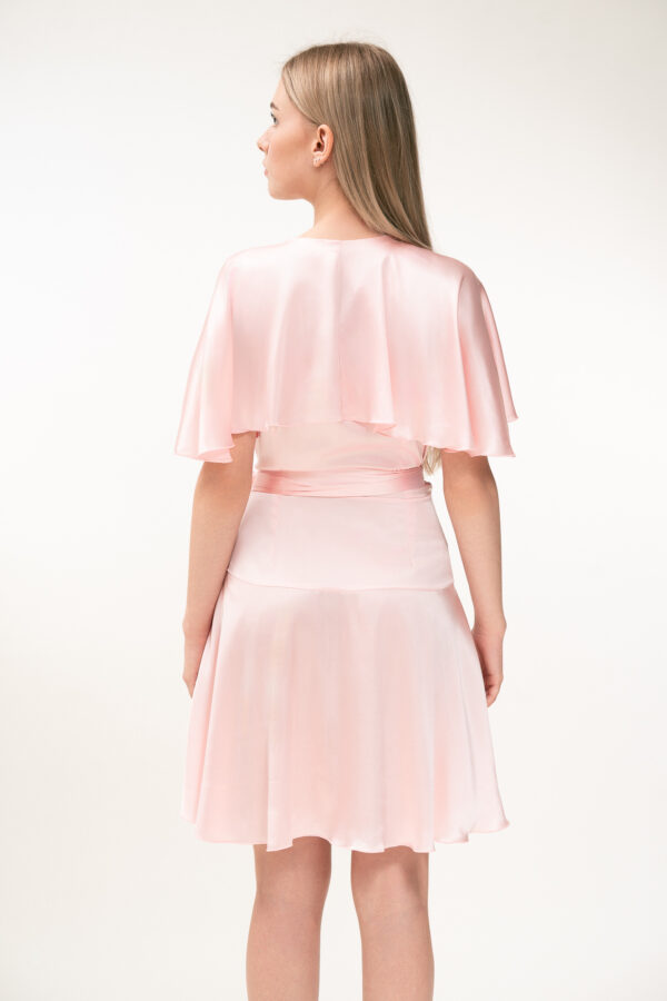 Silk Short Wrap Dress In Pink - Image 5