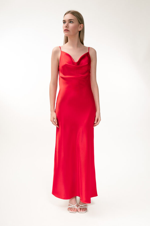 SILK OPEN-BACK MAXI DRESS IN RED - Image 6