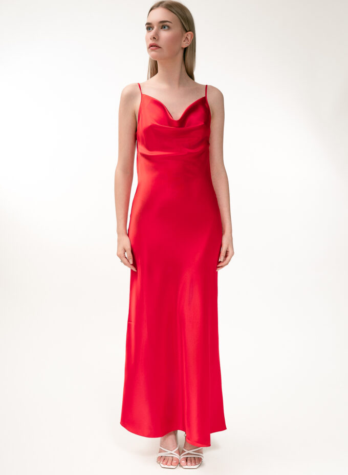SILK OPEN-BACK MAXI DRESS IN RED