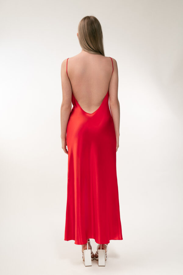 SILK OPEN-BACK MAXI DRESS IN RED - Image 5