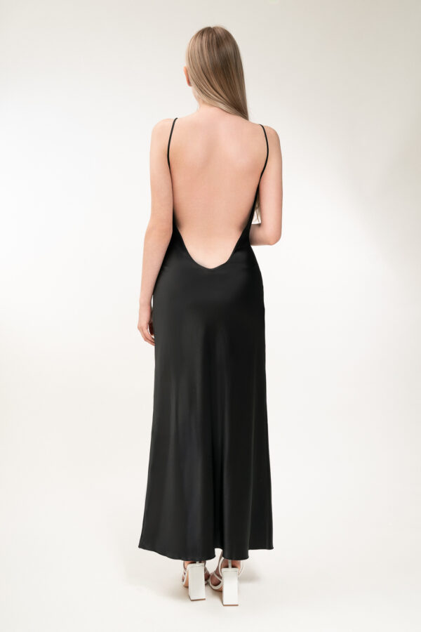 Silk Open Back Maxi Dress In Black - Image 7