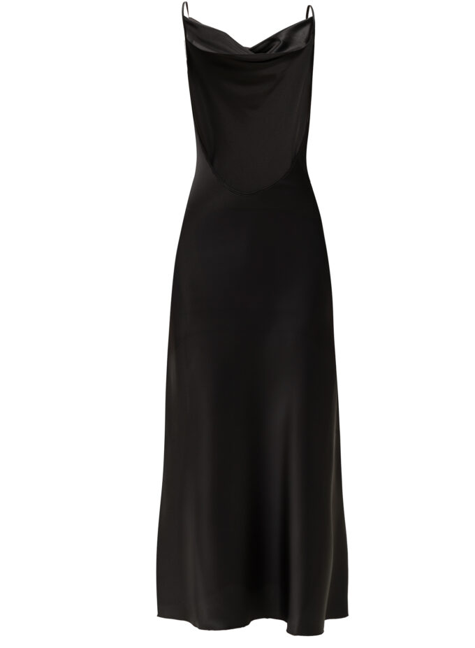 Silk Open Back Maxi Dress In Black
