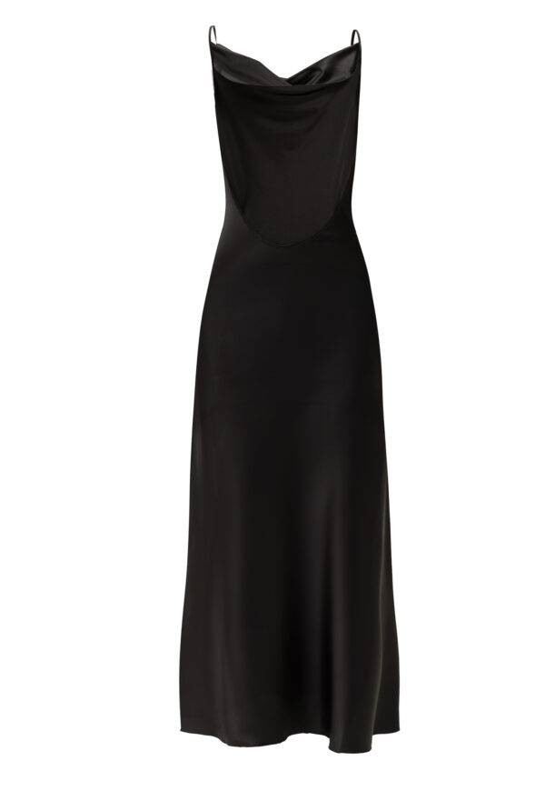 Silk Open Back Maxi Dress In Black - Image 4