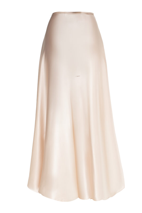 Silk Long Wrap Skirt in Ecru - Image 6