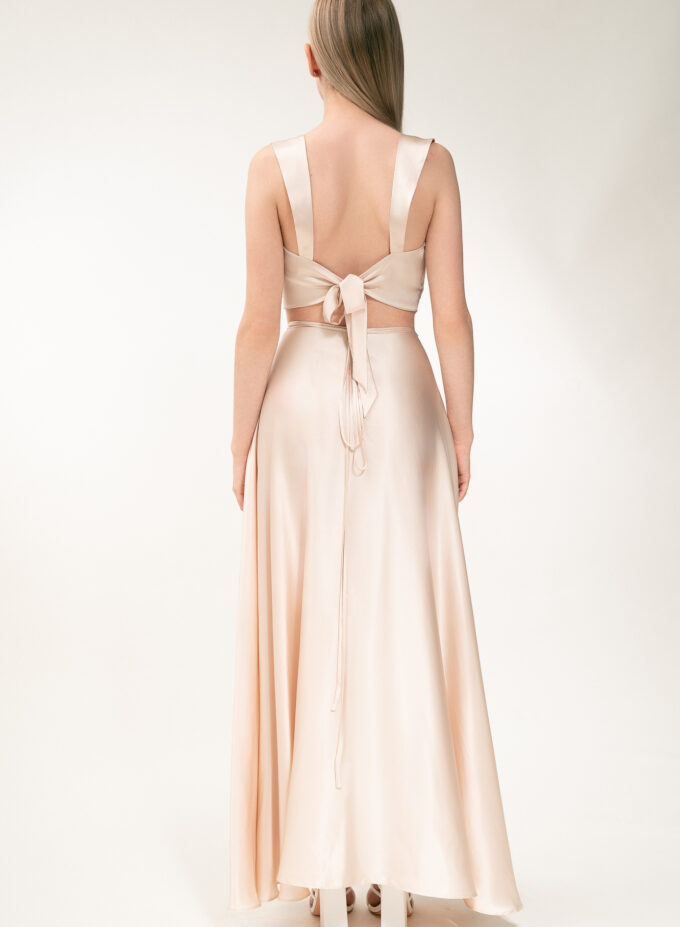 Silk Knot-Detailed Top In Ecru