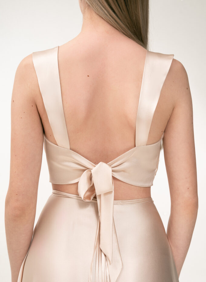 Silk Knot-Detailed Top In Ecru