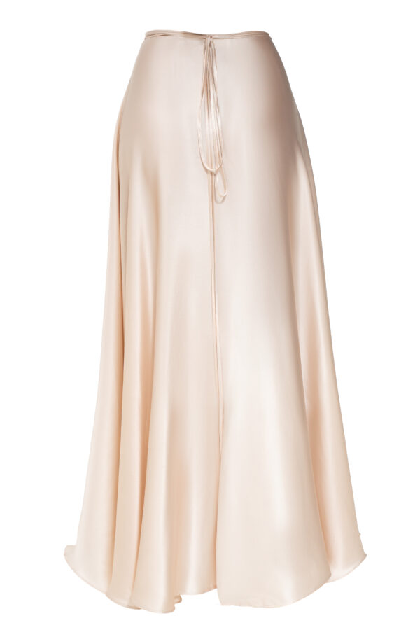 Silk Long Wrap Skirt in Ecru - Image 5